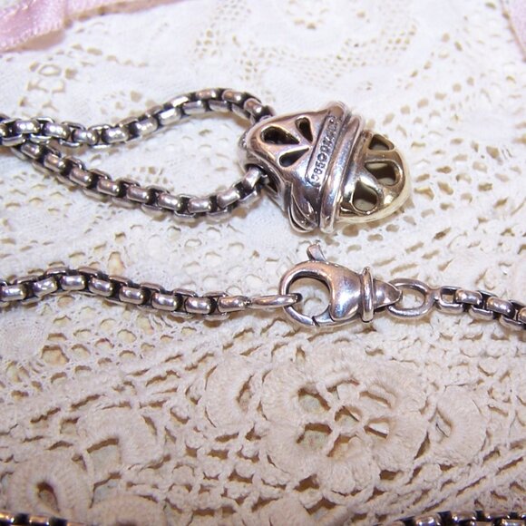 David Yurman Sterling Silver 14K Gold Petite Acorn Pendant with 16" Chain - Picture 8 of 9